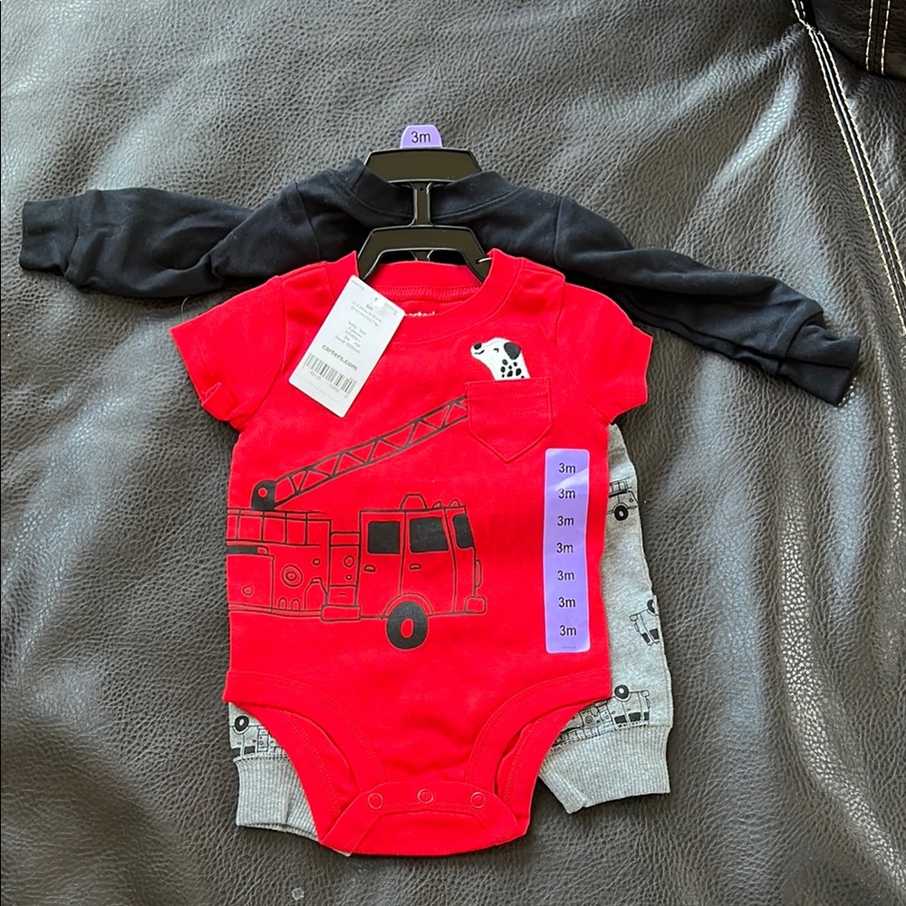Carter’s Red Fire Truck Baby Onesie Set